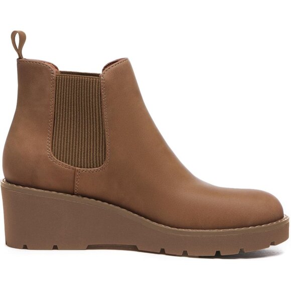 Women's Chelsea Wedge Boots Elastic Platform Lug Sole Slip on Wedge Ankle Bootie - Picture 2 of 6